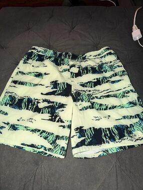 The North Face Men’s Mint Green and Black Patterned Athletic Shorts